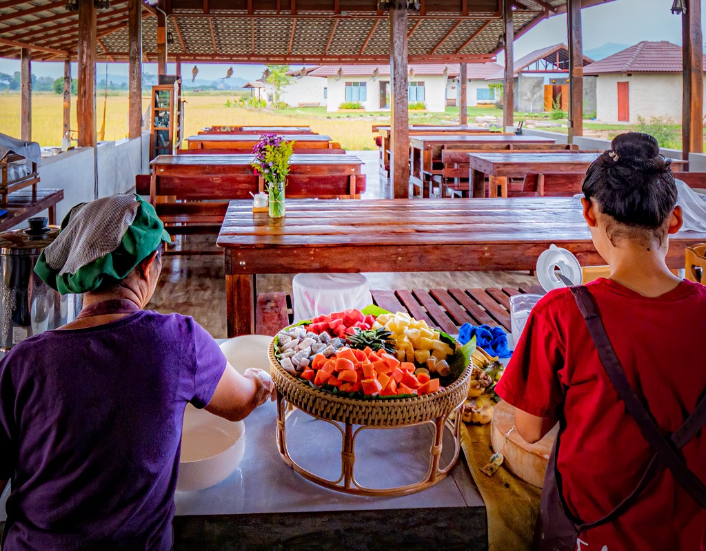 Dining Area and Food at our Yoga Retreat Center