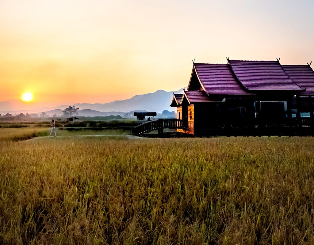 Beautiful Yoga Shala at Sunset in Chiang Mai