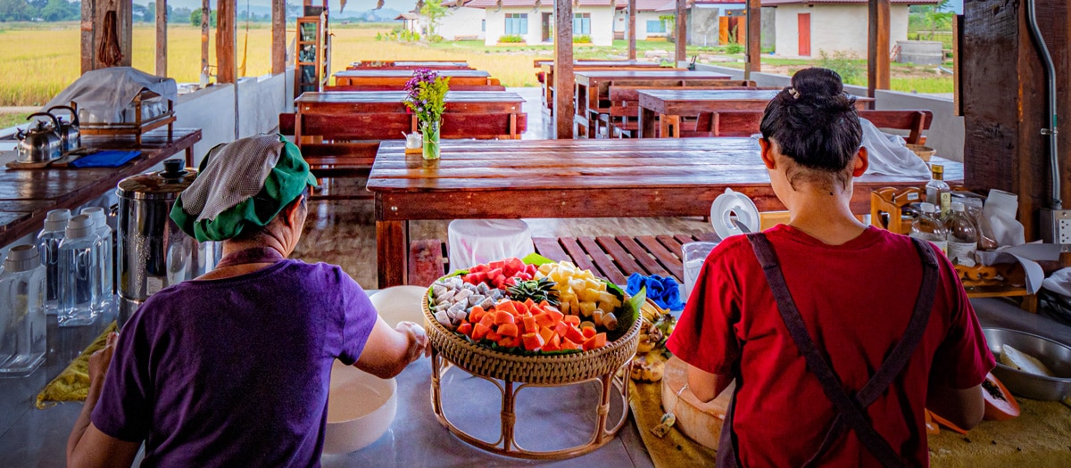 Chiang Mai Yoga Retreats Healthy Food Being Made in Kitchen